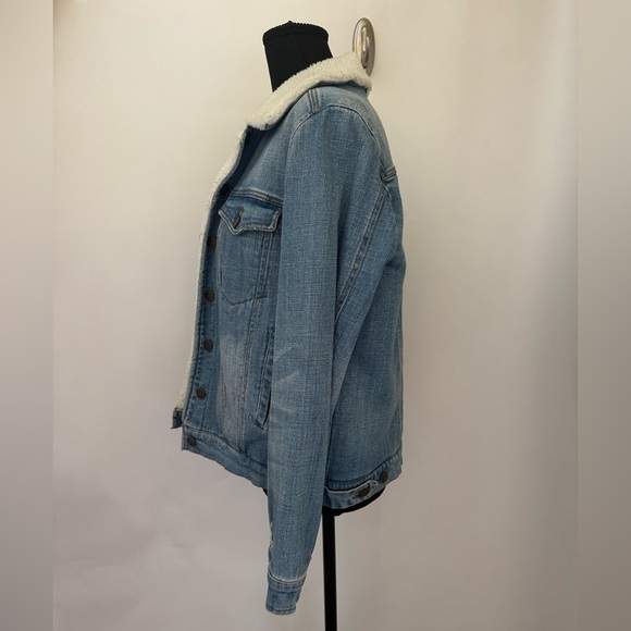 Pistola Madison Fleece Sherpa Lined Denim Trucker Jean Jacket, Light Blue,Size S - Picture 3 of 12